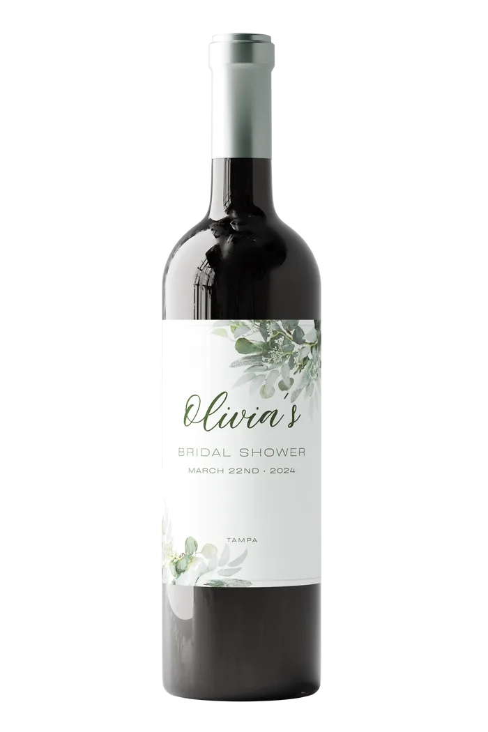 Custom floral wine bottle label